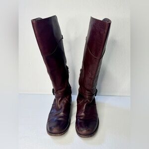 Frye Phillip Dk Brown Tall Leather Equestrian Riding Boot Size 7.5 Extended Calf